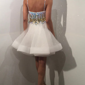 Beaded Short Sleeveless A-line Dress by Jovani 40516