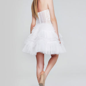 Jovani 40580 Beaded Short Ruffle Lace Cocktail Dress