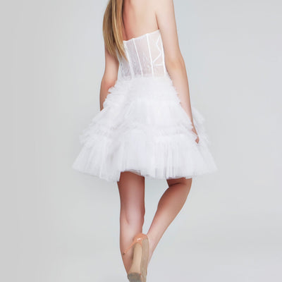 Lace Short Strapless A-line Dress by Jovani 40580