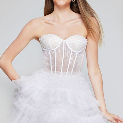Lace Short Strapless A-line Dress by Jovani 40580