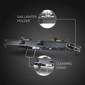 Prestige Vectra Glass Top 2 Burners Gas Stove | Black
