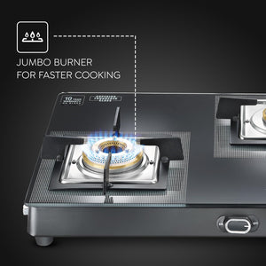 Prestige Vectra Glass Top 3 Burners Gas Stove | Black