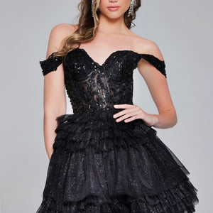 Jovani 40612 Homecoming Beaded Short Layered Cocktail Dress