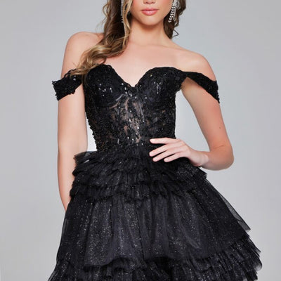 Jovani 40612 Homecoming Beaded Short Layered Cocktail Dress