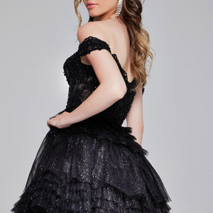 Tulle Short Off Shoulder A-line Dress by Jovani 40612