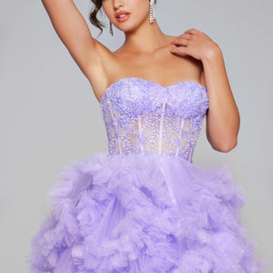 Short Strapless A-line Ruffled Dress by Jovani 40628