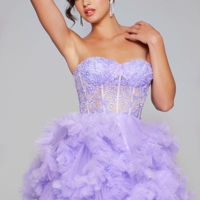 Short Strapless A-line Ruffled Dress by Jovani 40628