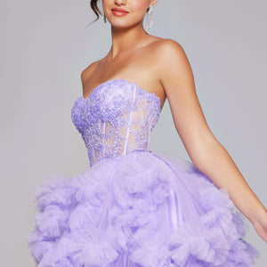 Short Strapless A-line Ruffled Dress by Jovani 40628