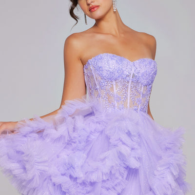 Short Strapless A-line Ruffled Dress by Jovani 40628