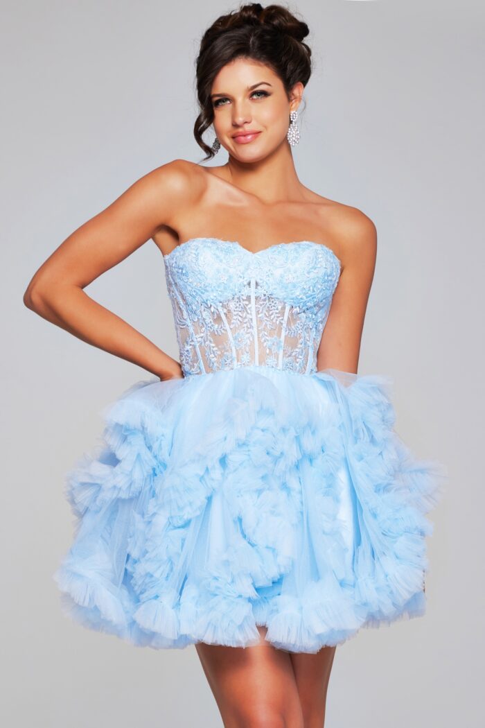 Jovani 40628 A Line Short Ruffle Homecoming Cocktail Dress
