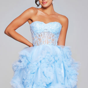 Short Strapless A-line Ruffled Dress by Jovani 40628