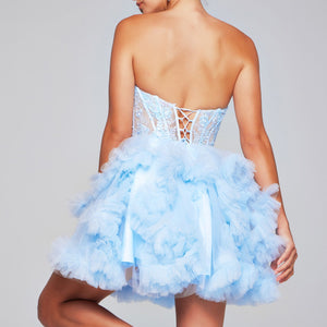 Short Strapless A-line Ruffled Dress by Jovani 40628