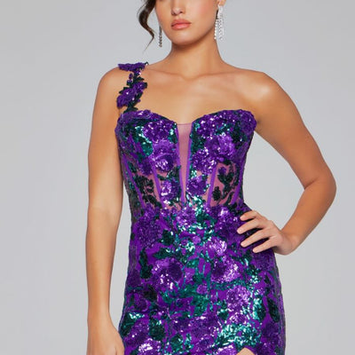 Jovani 40647 Homecoming One Shoulder Beaded Short Cocktail Dress