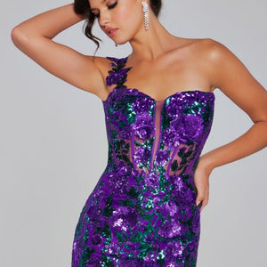 Jovani 40647 Homecoming One Shoulder Beaded Short Cocktail Dress