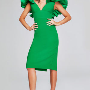 Jovani 40662 Midi Ruffle Cocktail Dress