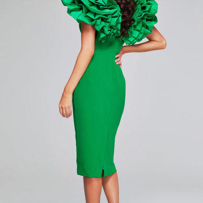 Jovani 40662 Midi Ruffle Cocktail Dress