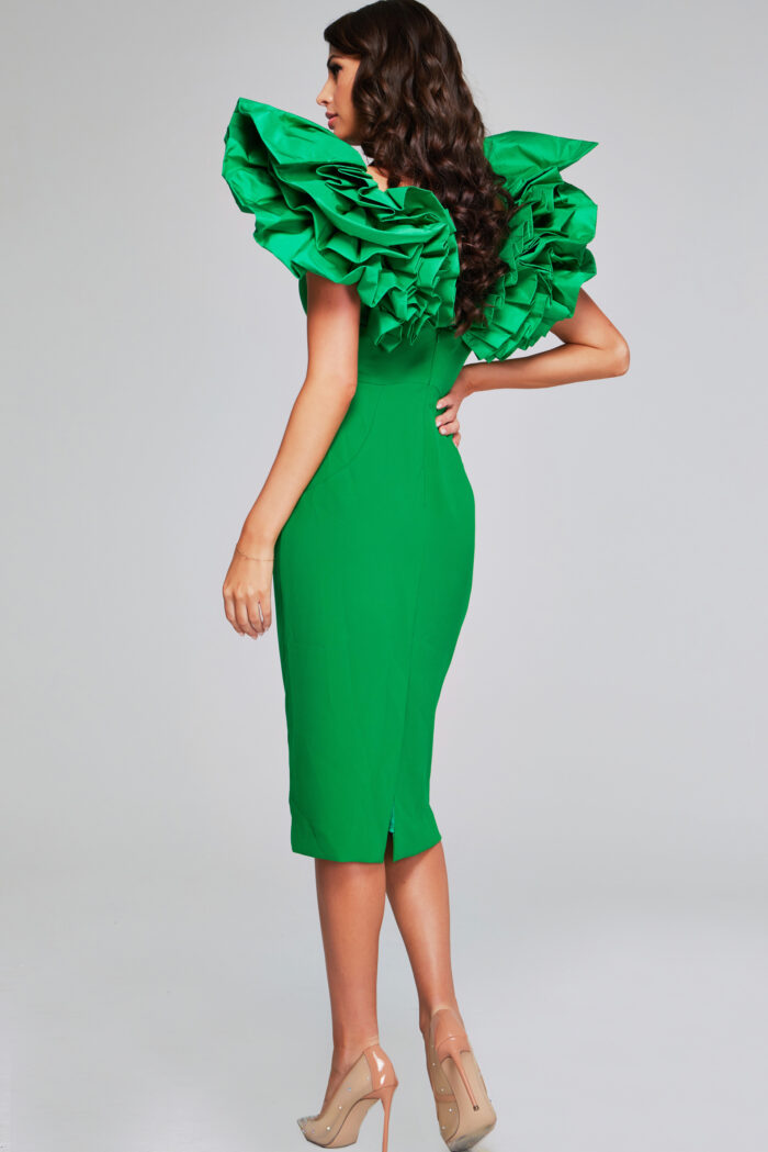 Jovani 40662 Midi Ruffle Cocktail Dress