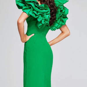 Jovani 40662 Midi Ruffle Cocktail Dress