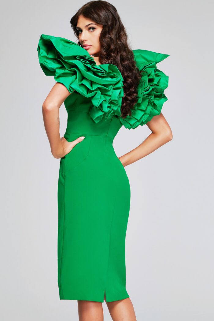 Jovani 40662 Midi Ruffle Cocktail Dress