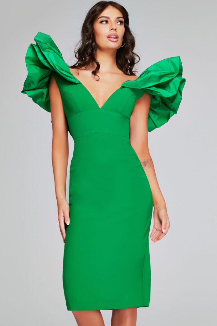 Jovani 40662 Midi Ruffle Cocktail Dress