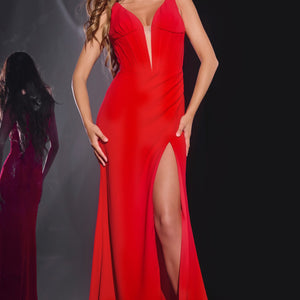 Sleeveless Corset A-line Slit Gown by Jovani 40783