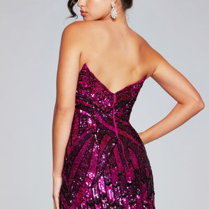 Jovani 40812 Short Beaded V Neck Sequin Cocktail Dress