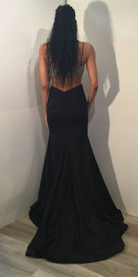 Beaded Satin Fitted Sleeveless Slit Gown by Jovani 40884