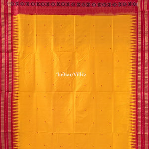 Red Yellow Patil Design Bomkai Sambalpuri Silk Saree