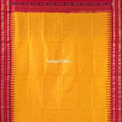 Red Yellow Patil Design Bomkai Sambalpuri Silk Saree