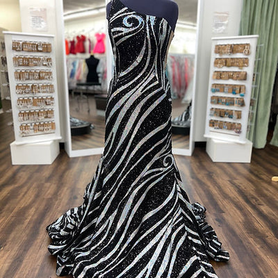 Sequin Fitted One Shoulder Gown by Jovani 24031