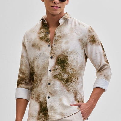 Cream Textured Abstract Shirt