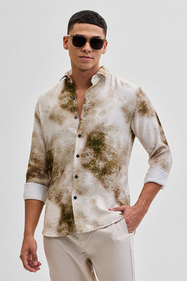 Cream Textured Abstract Shirt