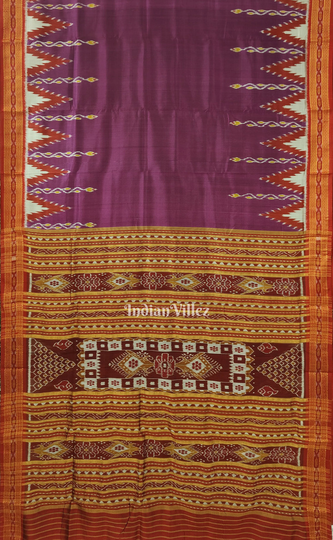 Purple Phoda Kumbha Odisha Handloom Khandua Silk Saree