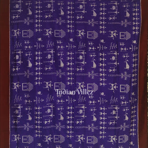 Blue Village Tribal Theme Contemporary Odisha Handloom Silk Saree