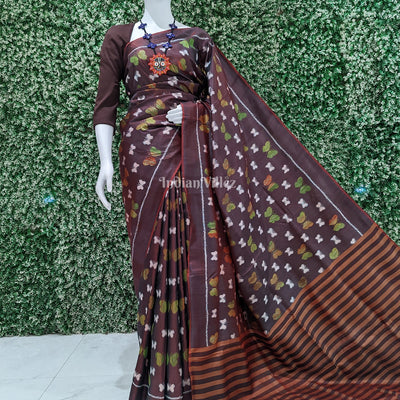 Maroon Dual Tone Butterfly Design Contemporary Silk Saree