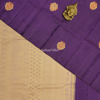 Purple Without Border Pure Kanjivaram Silk Saree