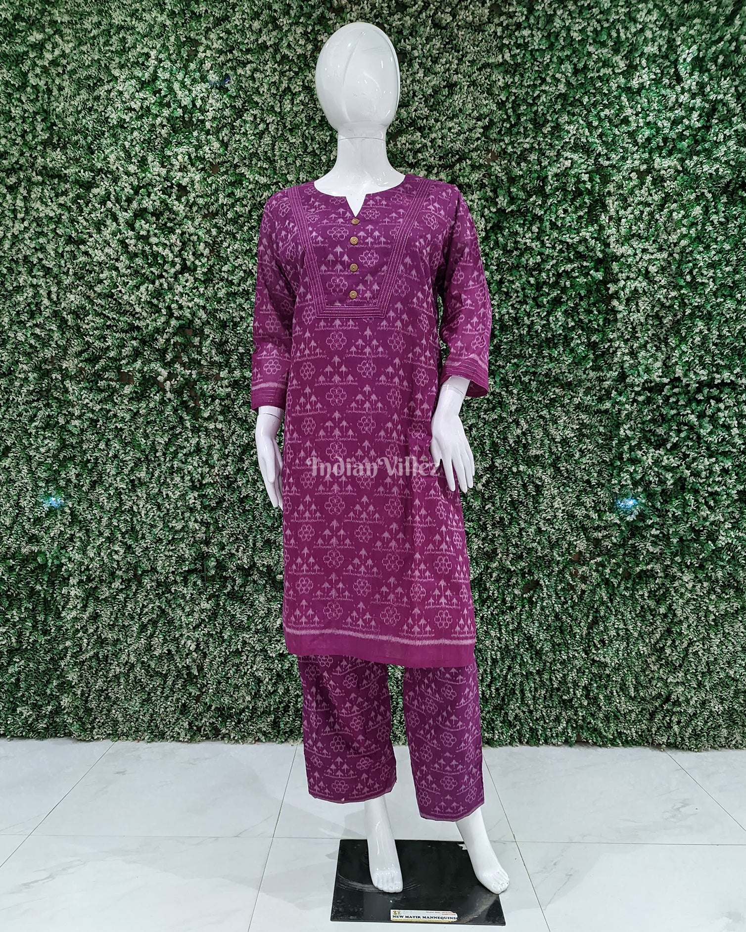 Mulberry Purple Sambalpuri Odisha Ikat Cotton Designer Co-ed Set for Women