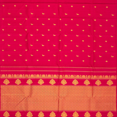 Pink Handloom Kanchipuram Silk Saree With Annam & Kili Buttas