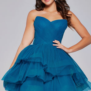 Tulle Short Strapless A-line Dress by Jovani 41054