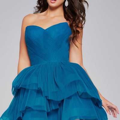 Tulle Short Strapless A-line Dress by Jovani 41054