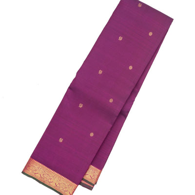 Purple Handloom Kanchipuram Silk Saree With Annam Rudraksham Buttas