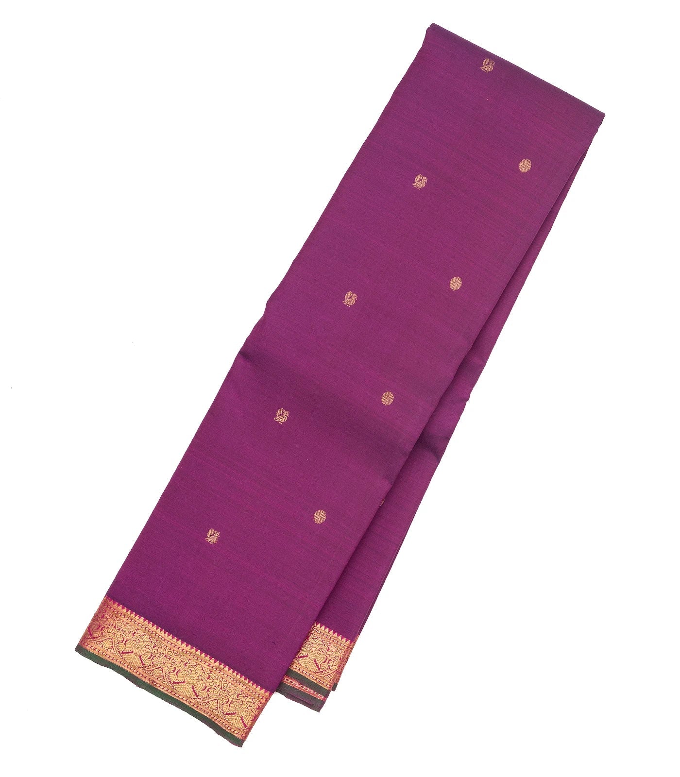 Purple Handloom Kanchipuram Silk Saree With Annam Rudraksham Buttas