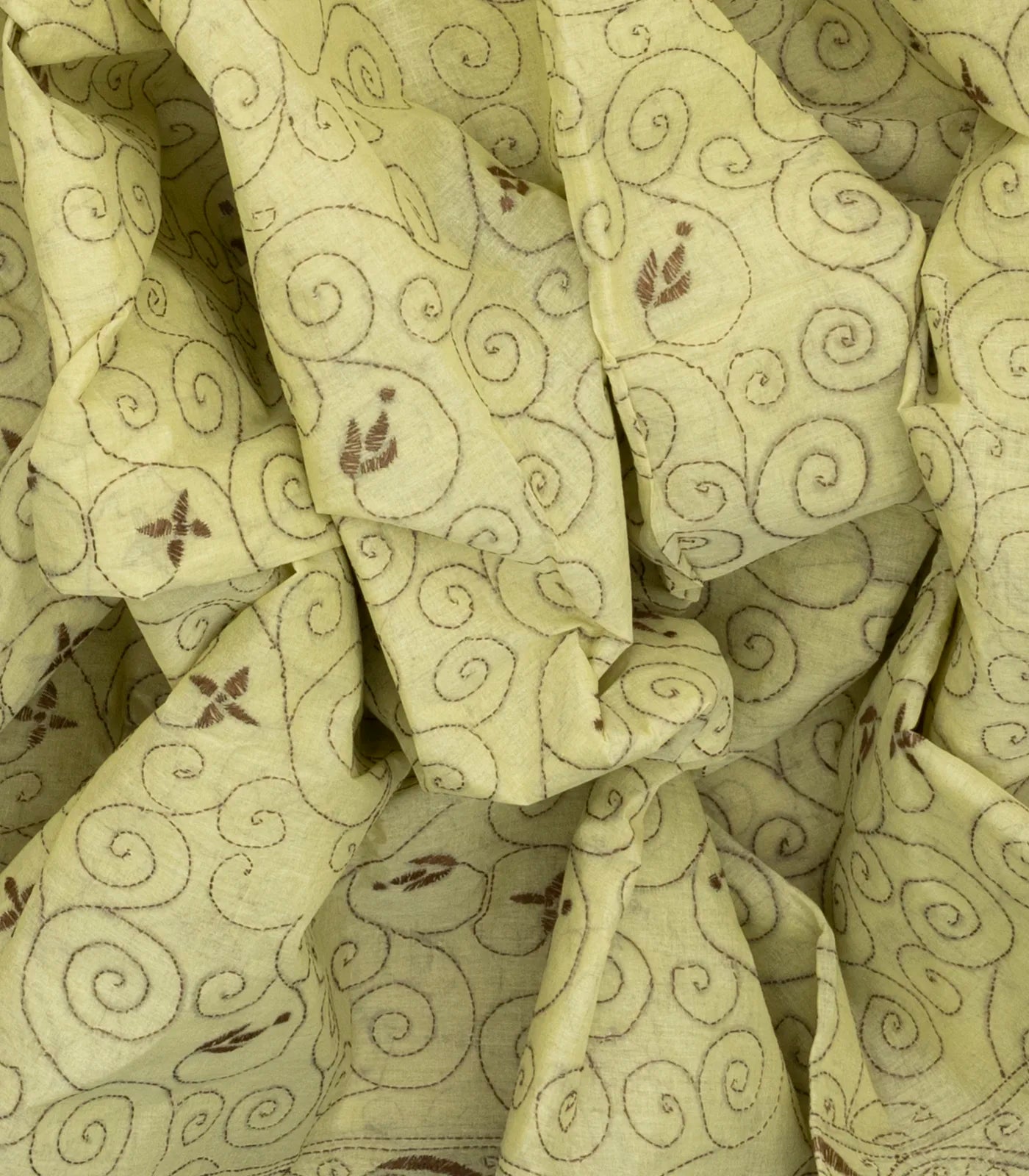 Cream Bengal Cotton Saree With Embroidered Floral Motifs