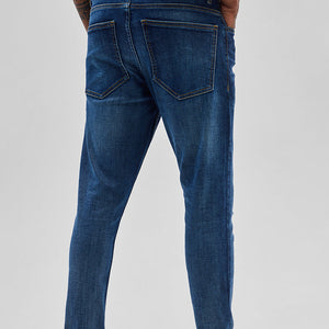 Dark Blue Distressed Skinny Fit Jeans