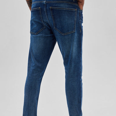 Dark Blue Distressed Skinny Fit Jeans