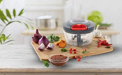 Candes Quick Hand Stainless Steel Blades, Vegetable & Fruits Chopper - Black, Red
