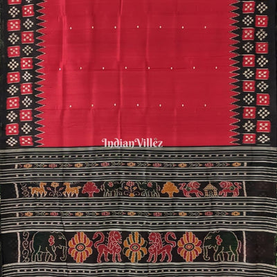 Red Single Butta Border Pasapali Contemporary Silk Saree