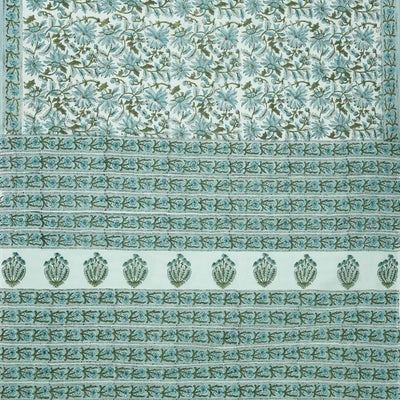 Turquoise Jaipur Cotton Saree With With Sanganeer style printed floral motifs