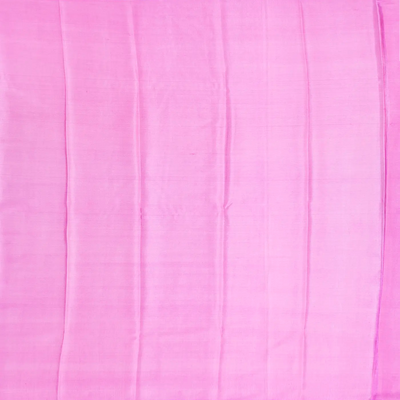 Bubble-gum Pink Mysore Crepe Silk Saree With Diagonal Stripes