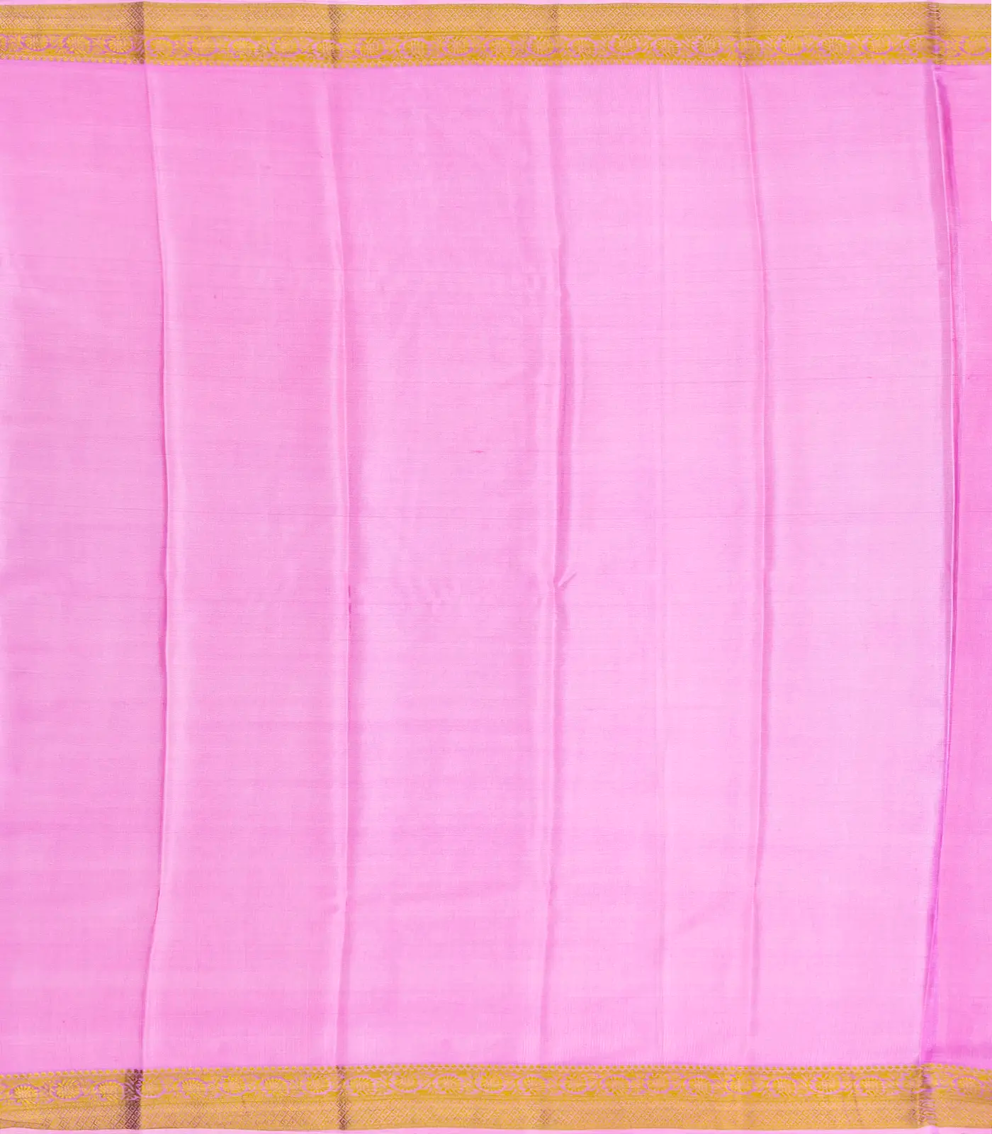 Bubble-gum Pink Mysore Crepe Silk Saree With Diagonal Stripes